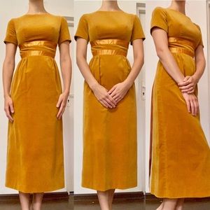 Velvet Mustard Yellow Vintage Emma Domb Dress